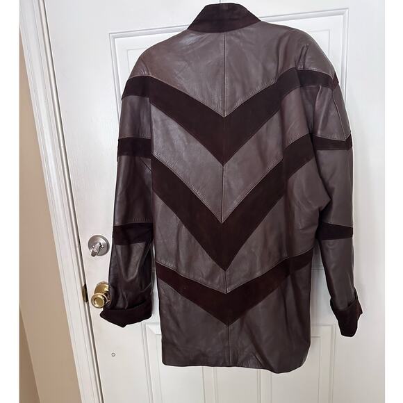 Vintage Leather Coat Womens XL Dolman Sleeve Suede Chocolate Brown Oversized - Picture 6 of 10